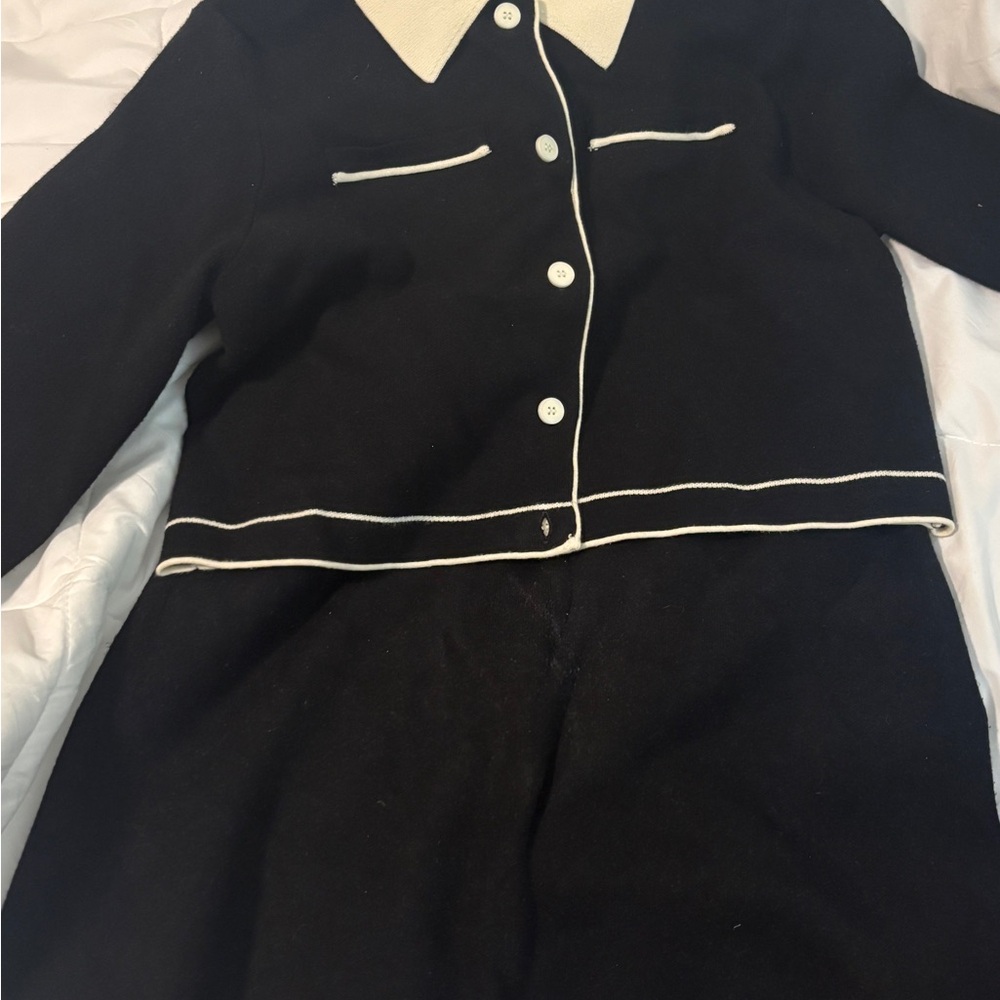 OAK + FORT Black and Cream Mini Skirt
